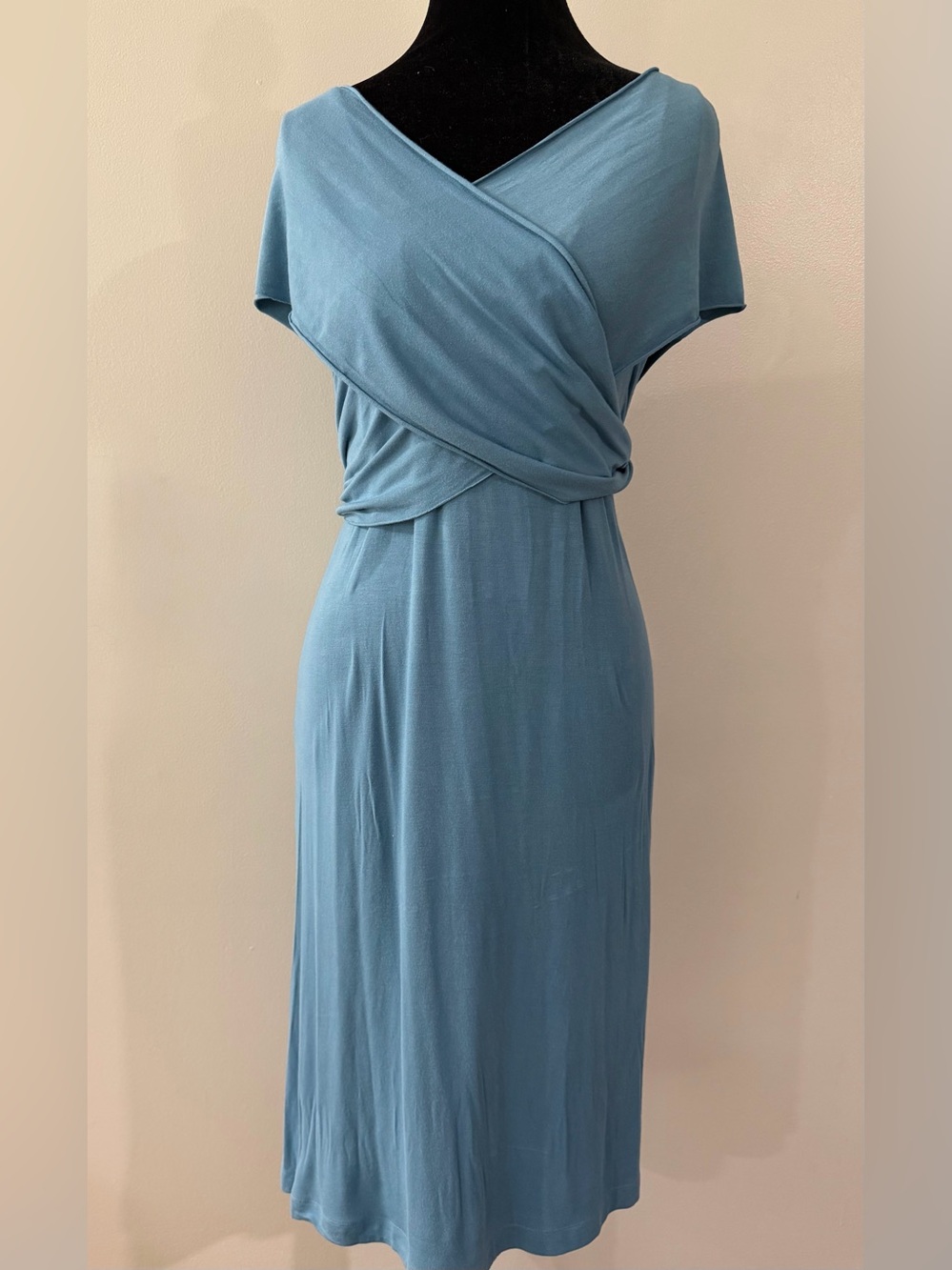 Soma Light Blue Adjustable Wrap Sleeveless V-Neck Cool Days Women's Midi Dress - Picture 9 of 16